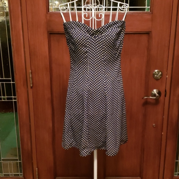 miami Dresses & Skirts - Navy blue with white polka dots strapless mini